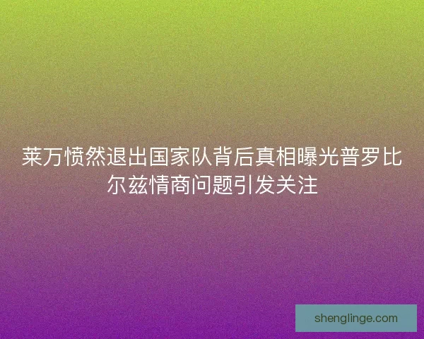 莱万愤然退出国家队背后真相曝光普罗比尔兹情商问题引发关注