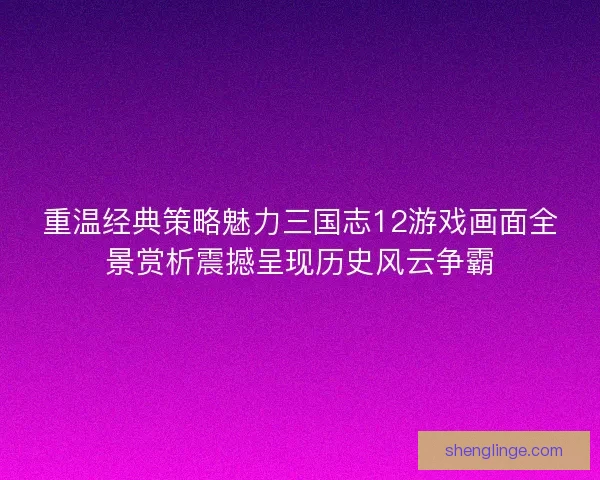 重温经典策略魅力三国志12游戏画面全景赏析震撼呈现历史风云争霸