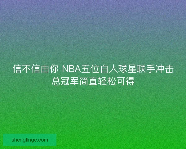 信不信由你 NBA五位白人球星联手冲击总冠军简直轻松可得