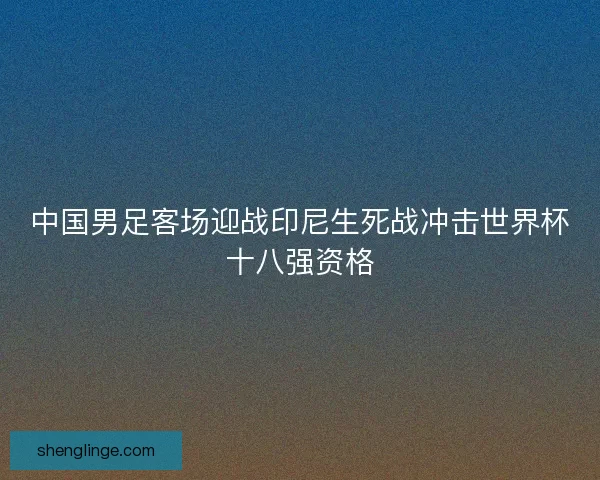 中国男足客场迎战印尼生死战冲击世界杯十八强资格